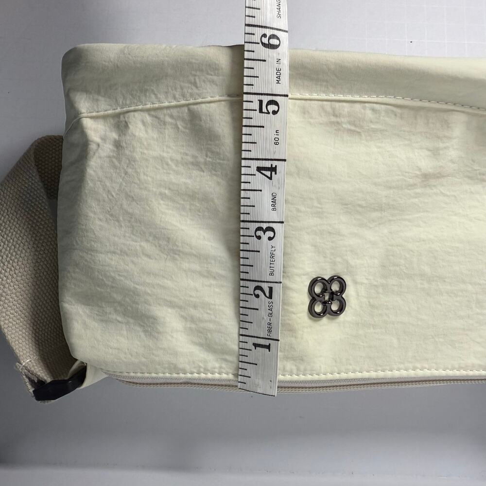 NEW Cream Nylon Crossbody Travel Bag Lightweight Multi Pocket Shoulder Purse - Picture 9 of 9